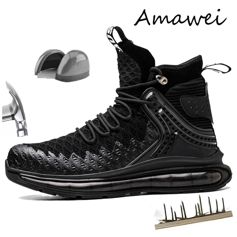 

Amawei Puncture Proof Safety Shoes for Men Breathable Work Safety Boots Protective Work Shoes Male Construction Working Sneaker