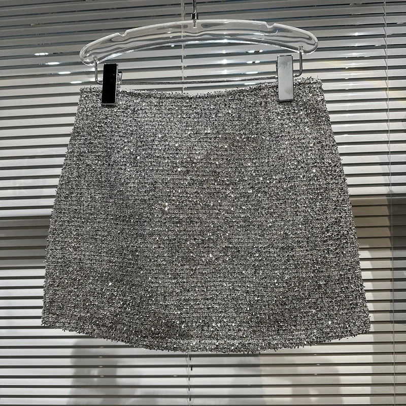 

Женская короткая облегающая юбка с блестками, весна-лето 2023