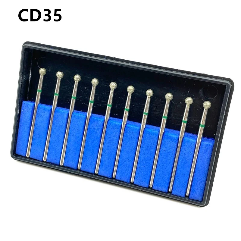 

10pcs/kit 2.35mm Shank Diamond Nail Drill Milling Cutter Dentistry Tools Grinding Polish Burs Craft Polisher Coarse CD35