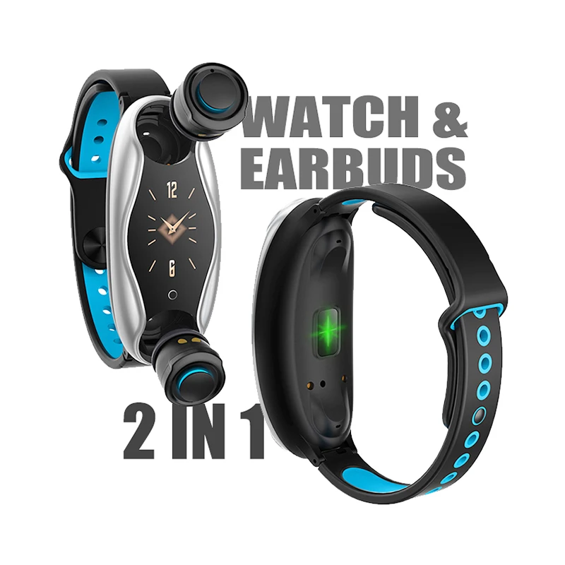 2 In 1 Gps Heart Rate Monitor Bracelet Tws Earphonesearbuds Smart Watch Two In One Plus Earbuds