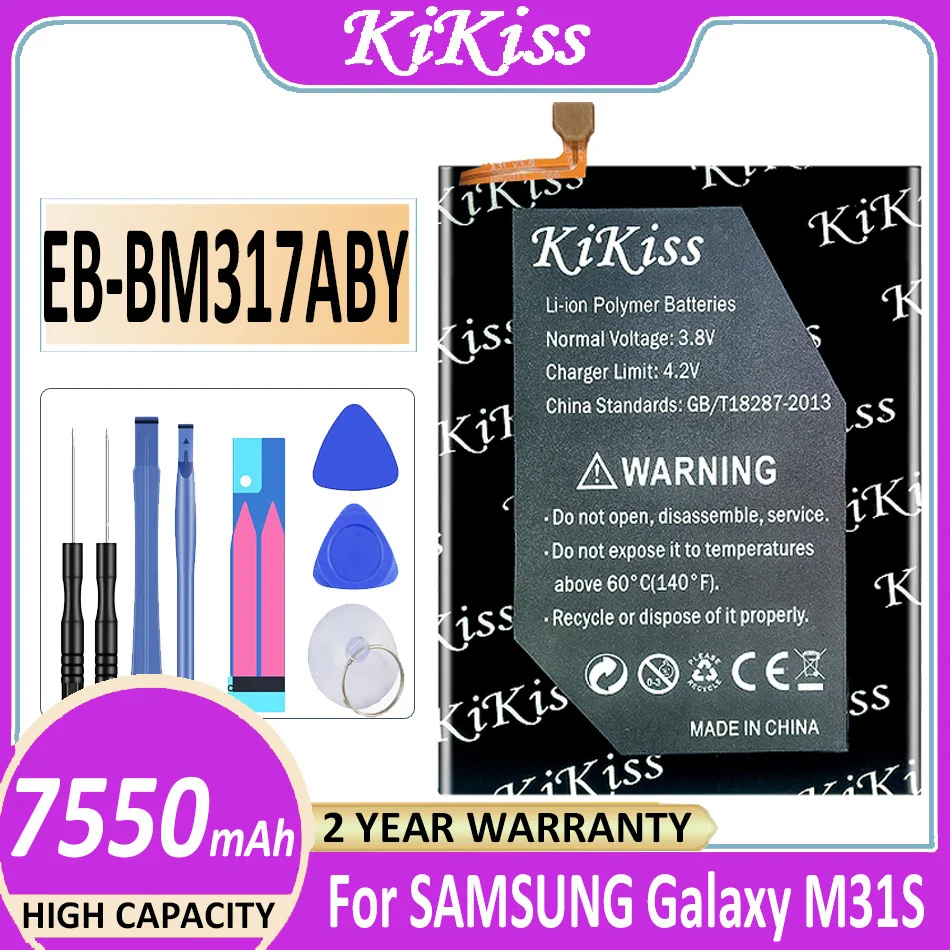 

Original KiKiss Powerful Battery EB-BM317ABY 7550mAh For SAMSUNG Galaxy M31S Bateria