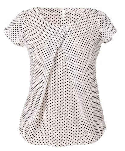 Тонкая шифоновая женская рубашка с круглым вырезом и черным цветочным принтом