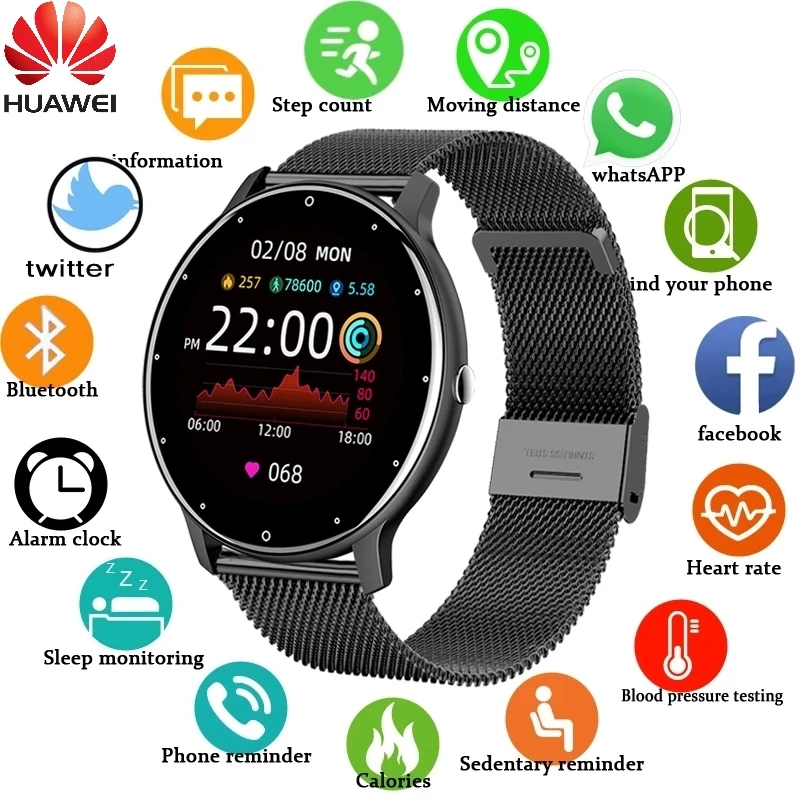 

Huawei Smart Watch Men Full Touch Screen Sports Fitness Watch IP67 Waterproof SmartWatch Women Bluetooth for Android IOS+Box