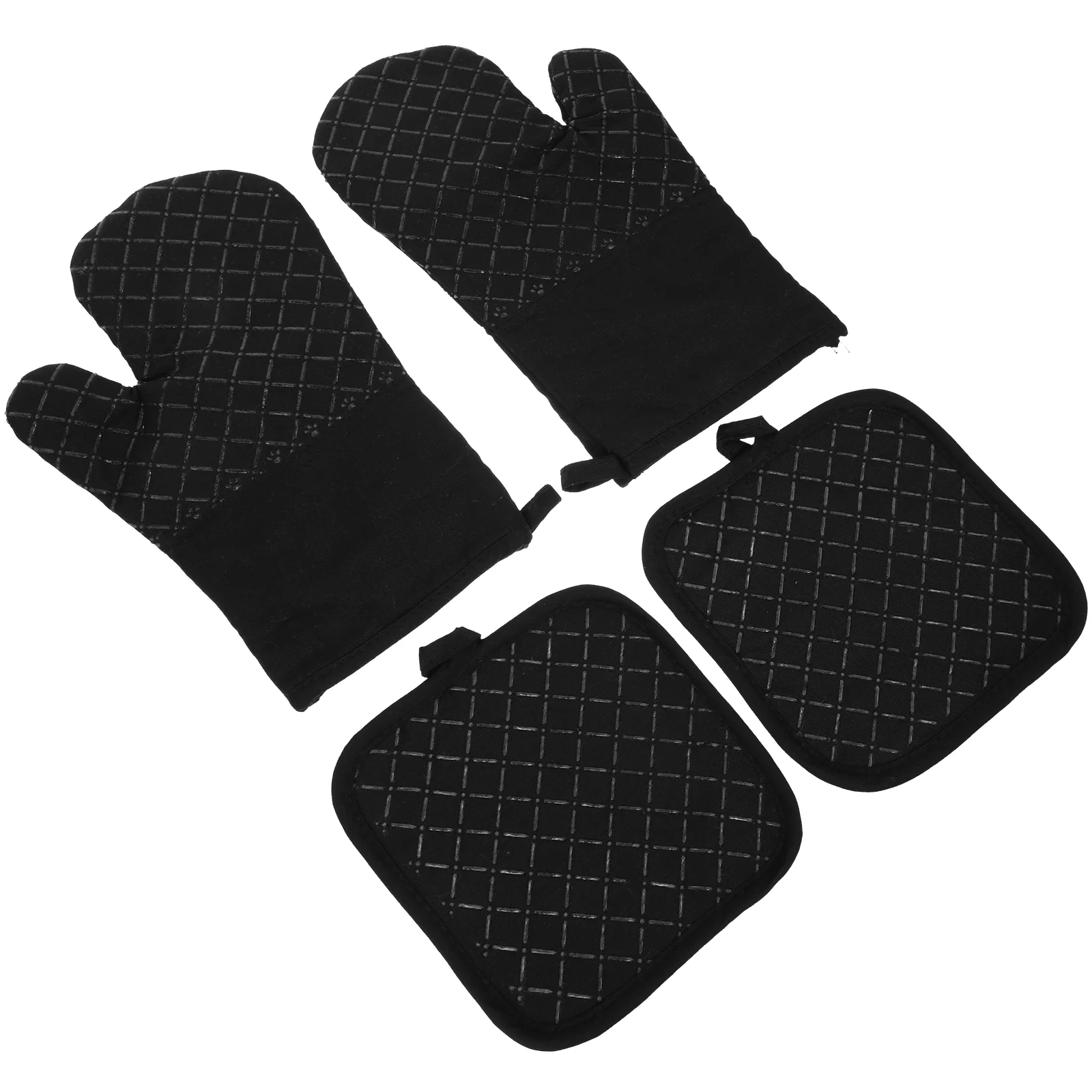

1 Set Cotton Microwave Oven Oven Mitts Practical Heat Resistant Mats