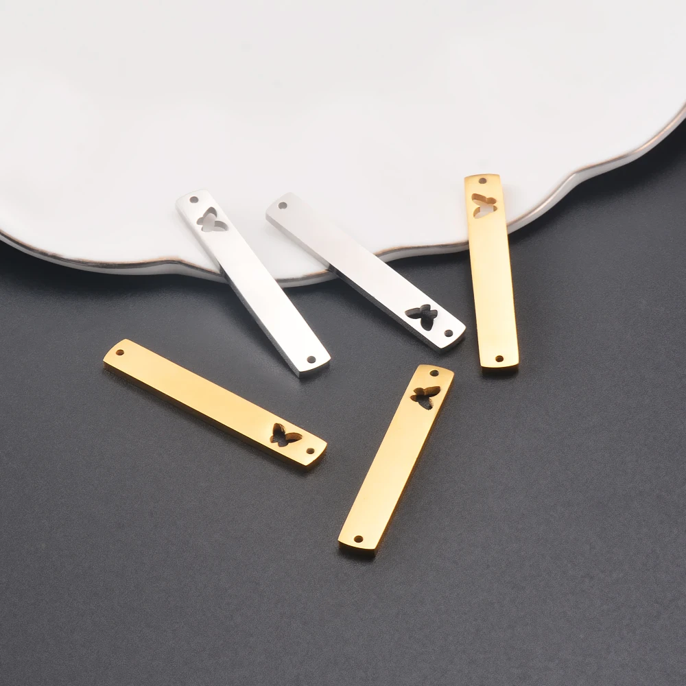 

Wholsale Stainless Steel Rectangle Hollow Butterfly Bar Connectors Charm Pendant Diy For Necklace Jewelry Making Can Engrave