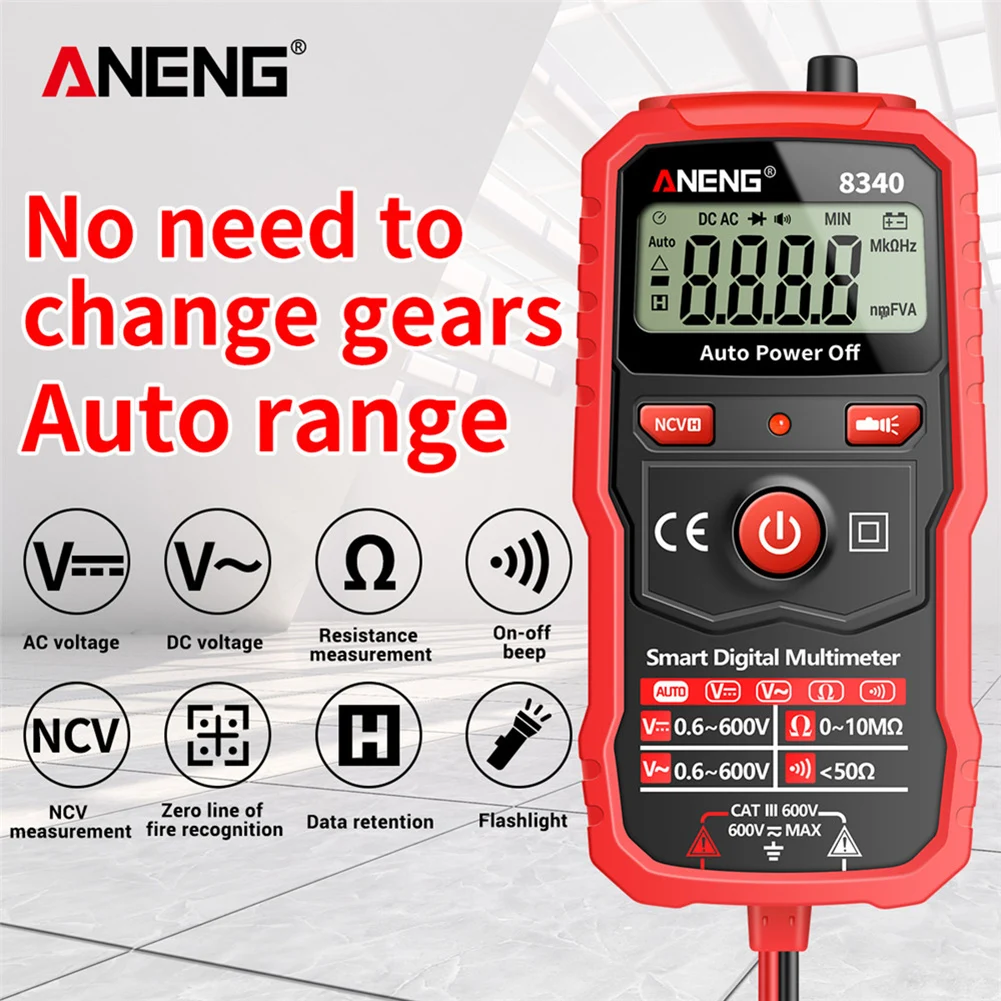 

ANENG 8340min Smart Digital Multimeter Voltmeter Ohm Meter with NCV Identification Zero Fire Wire Tester Household Portable Mini