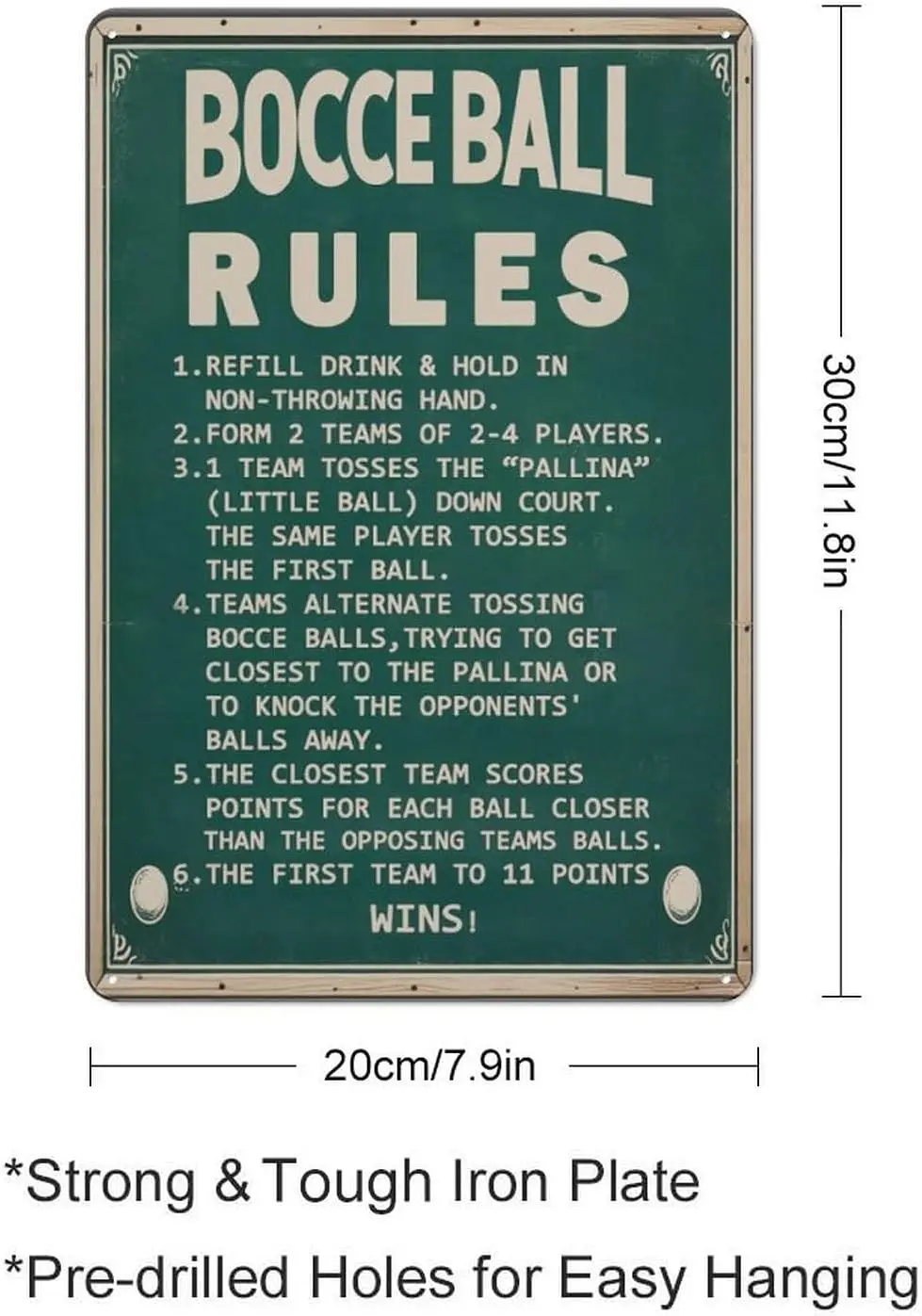 Bocce Bll Rules Sgn for Outdoor Vntge Metl Sgns Scorng Poster Wll Decor Crossng Tn Pntng Br Pub Ktchen Home