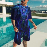 new summer mens sportswear t shirt shorts sets tracksuit man oversized clothestrend graffiti printing short sleeve mens suit