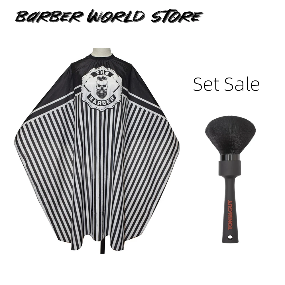 

Haircut Cloth and Brush Set Professional Barber Antistatic Hairdresser Apron Waterproof Pattern Salon Shave Cape