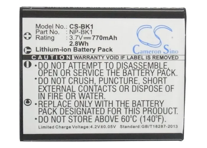 

Camera 770mAh Battery For Sony CyberShot DSC-S750 DSC-S780 DSC-S950 DSC-S980 DSC-S950/B NP-BK1 NP-FK1