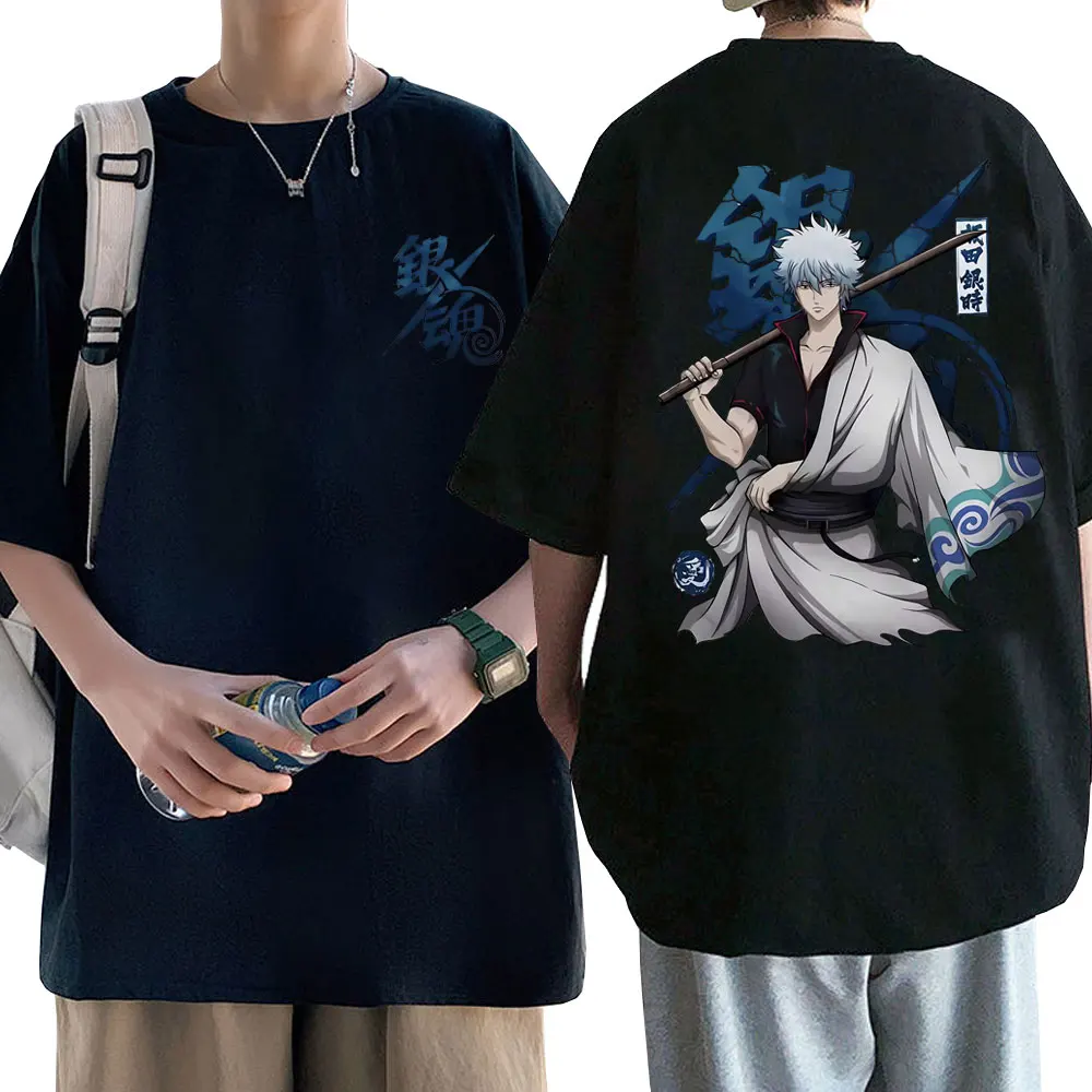 

Anime Gintama Sakata Gintoki Graphic Tshirt Short Sleeve Men Manga Cotton T-shirt Male Vintage Harajuku Streetwear Eu Size Tees