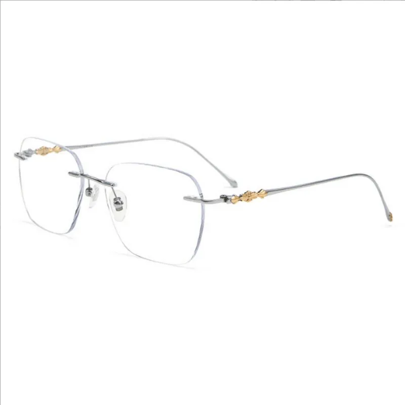

2022 Luxury Brand Handmade 1910TI Pure Titanium Frameless Prescription Glasses Frame for Men and Women