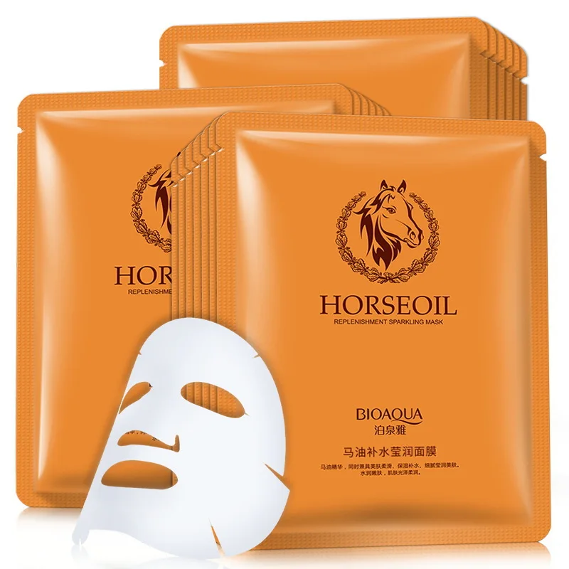 

15pcs BIOAQUA Horse Oil Hydrating Face Mask Moisturizing Anti Acne Shrink Pores Brighten Skin Facial Mask Sheet Beauty Face Care