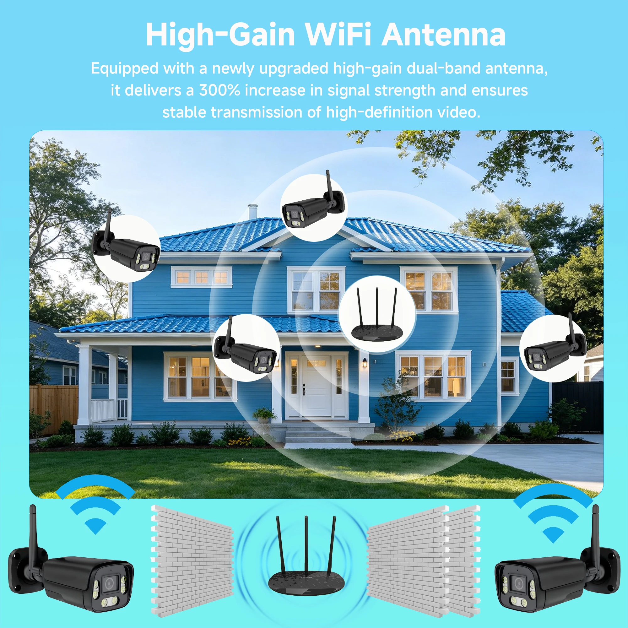 Фото Уличная IP-камера BFMore Wifi 4K 8MP H.265 5MP с двусторонней аудиосвязью для систем видеонаблюдения Camhi NVR со слотом для TF-карты №2