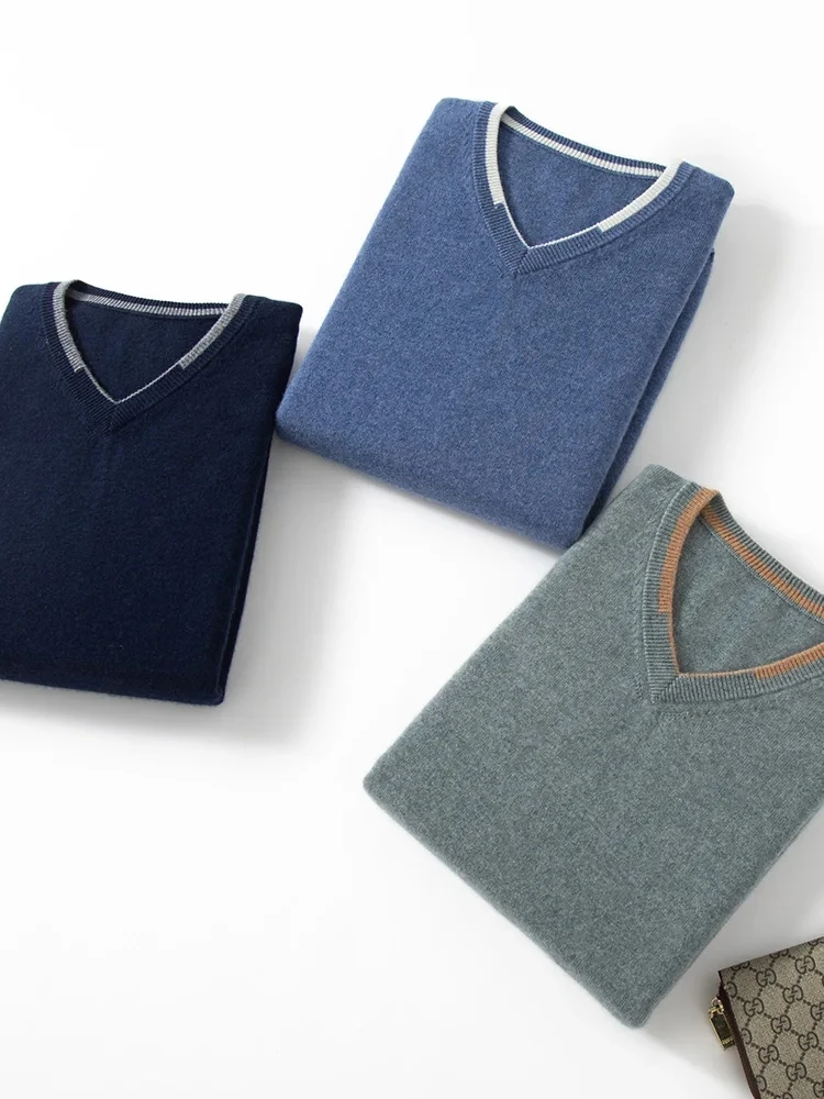 Мужской кашемировый свитер с длинным рукавом ANGEL Свободная трикотажная рубашка