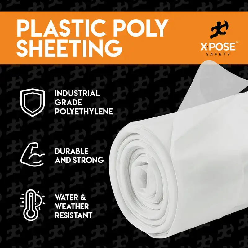 

Poly Sheeting - 10x100 Feet – Heavy Duty, 4 Mil Thick Plastic Tarp Waterproof Vapor and Dust Protective Equipment Cover - Agri