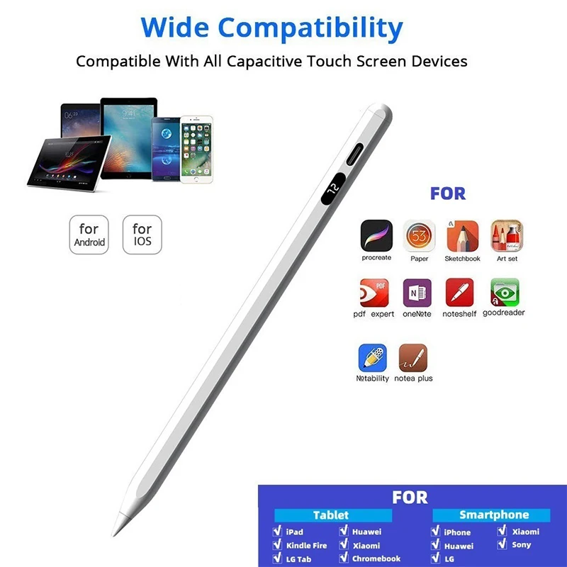 Digital Power Display Universal Stylus Pen for Tablet Phone Android IOS Touch Pen for iPad Pro Air 4 Huawei Samsung Pencil