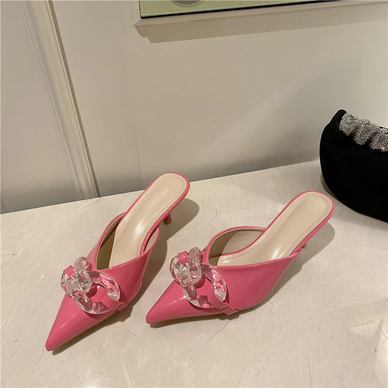 

high heels women's summer 2022 niche design sense Baotou women's shoes bow rhinestone sandals women