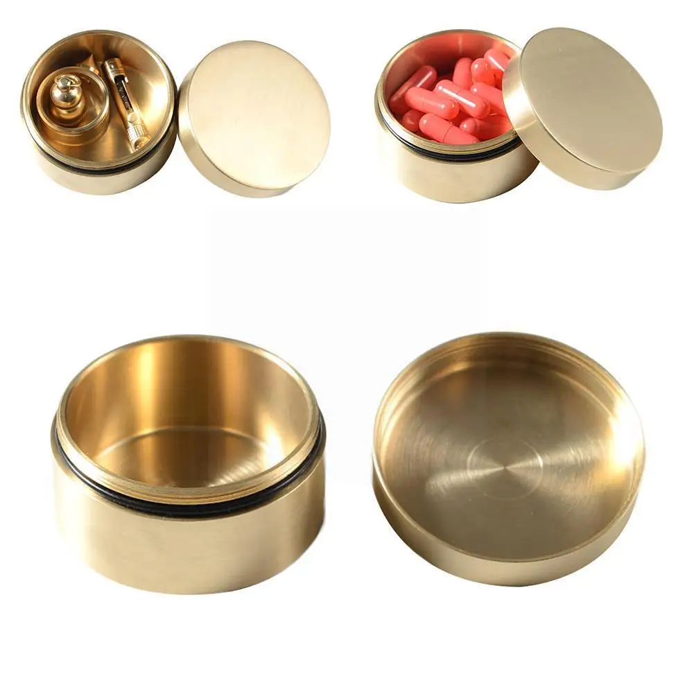 

1pc Tool Box Outdoor Shockproof Sealed Waterproof Safety Storage Jewelry Dustproof Brass Tool Box Dry Box Round Box Br T5y2