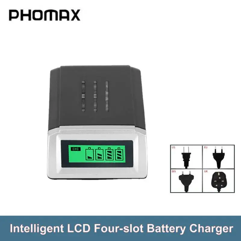 

PHOMAX 4 Slots Battery Charger EU/US/UK Plug for AA/AAA NiMH/NiCd Rechargeable Batteries LCD Display Household Battery Charger