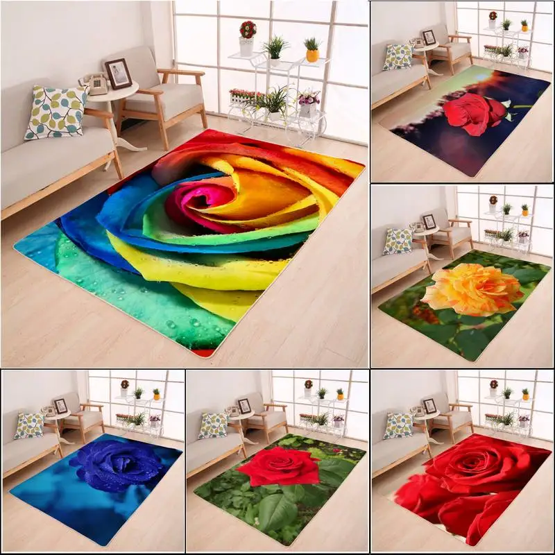 

Кухонный коврик с розами, нескользящий ковер для спальни, гостиной, прихожей, дома, прихожей