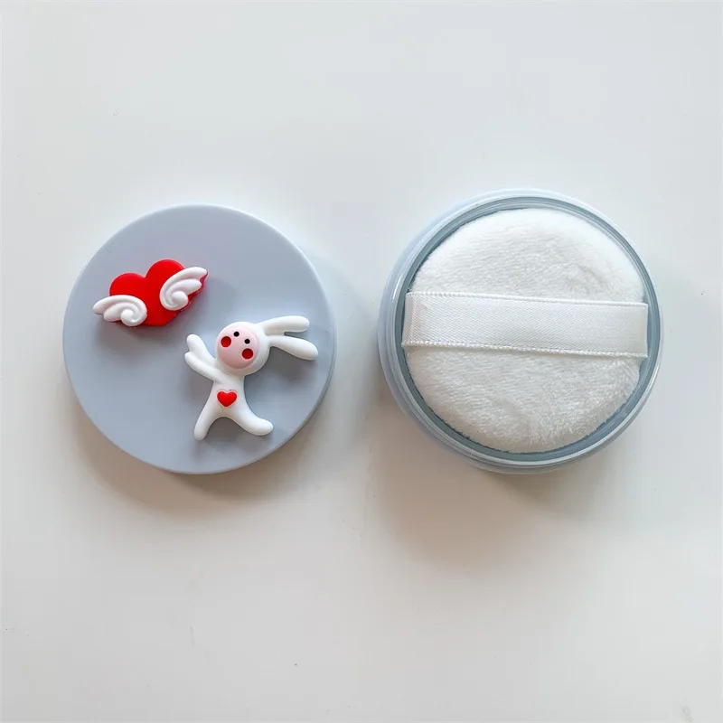 Коробка для пудры в мультяшном стиле компактная пустая мини-коробка с пуховкой