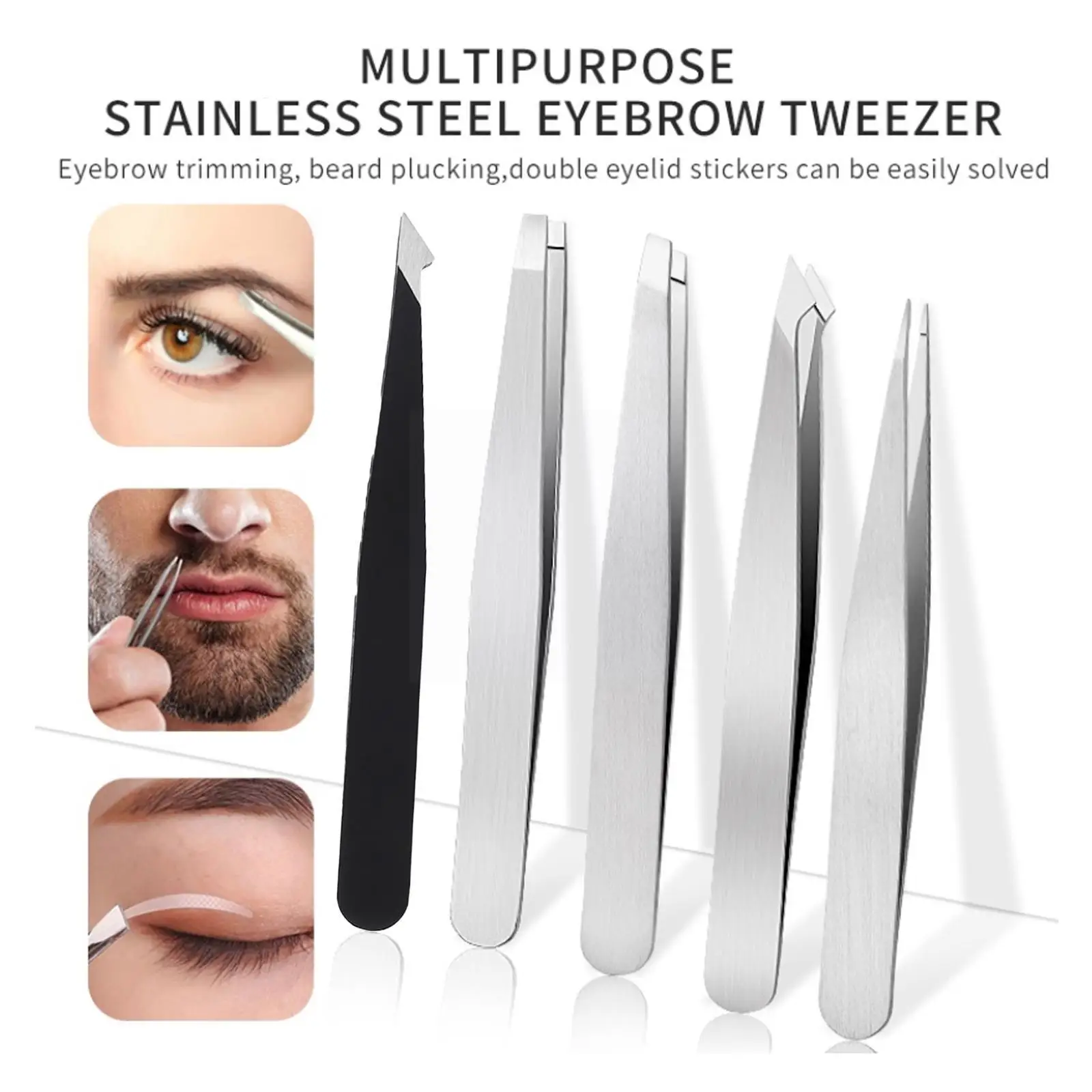 

1 шт., стальной пинцет для бровей