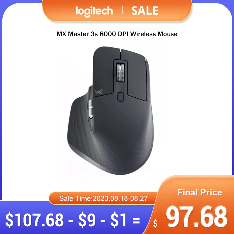 Беспроводная мышь Logitech MX Master 3S, 8000DPI, 2,4 ГГц Беспроводная мышь Logitech MX Master 3S, 8000DPI, 2,4 ГГц