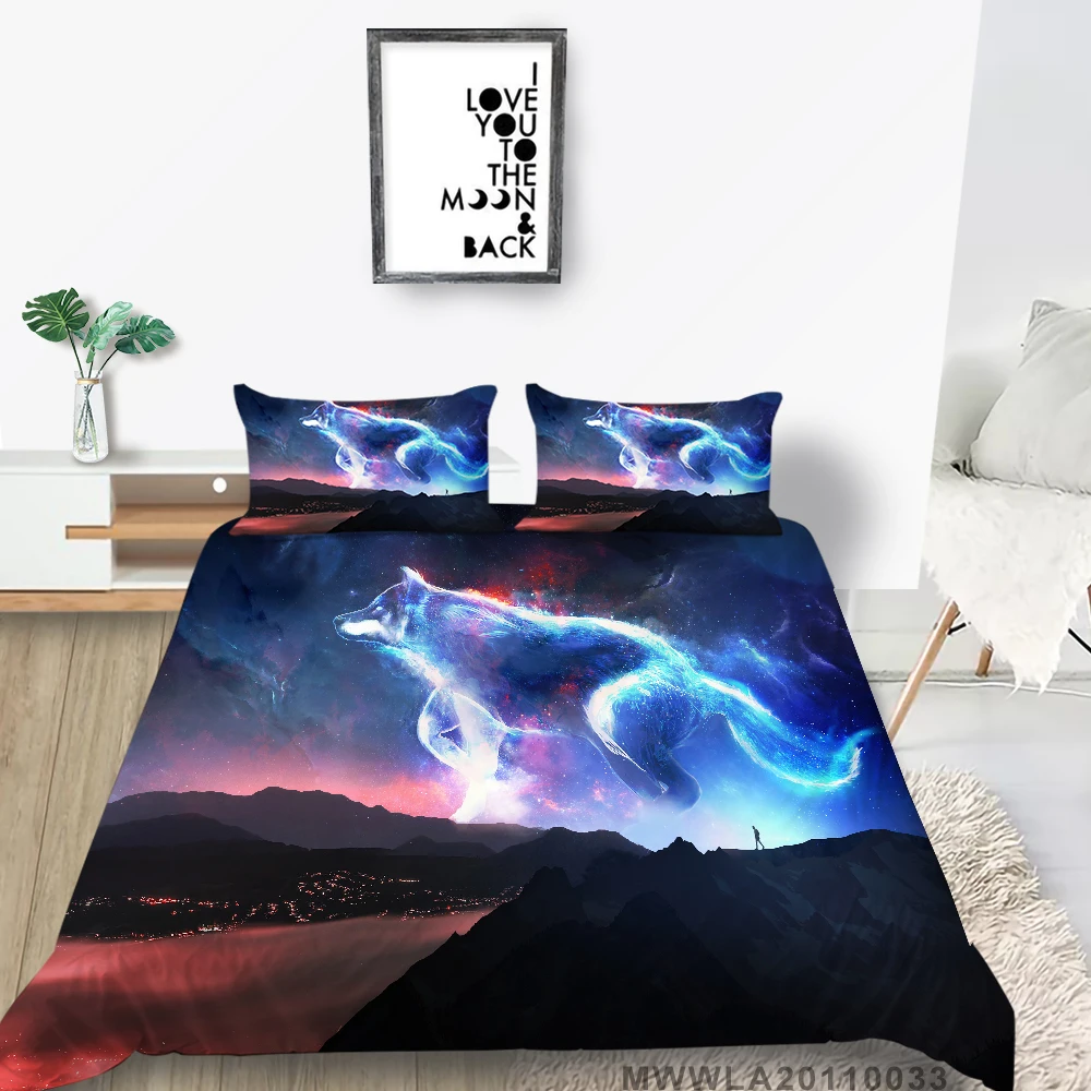 

Hot Sale Bed Linens 2/3pcs 3D Digital Wolf Printing Duvet Cover Sets 1 Quilt Cover + 1/2 Pillowcases US/EU/AU Size