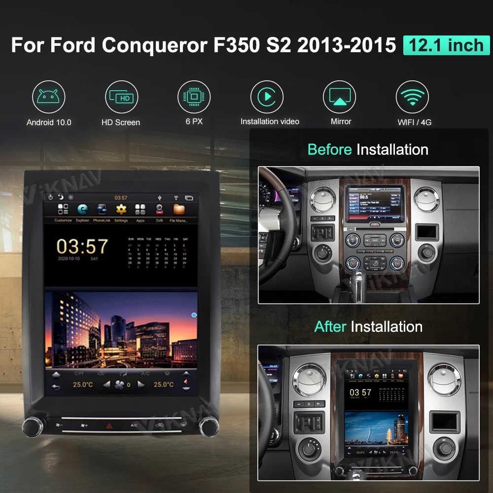 

12,1 дюймовый экран для Ford Conqueror F350 S2 13-15 Tesla Px6 мультимедийный видео GPS навигатор плеер carplay
