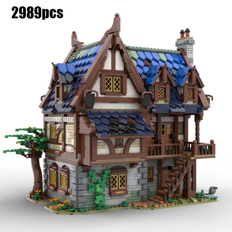 

2022 New 2989pcs Moc Bricks Medieval Tavern & Inn City Hot Selling Street View Building Block DIY Children Toy Birthday Gift
