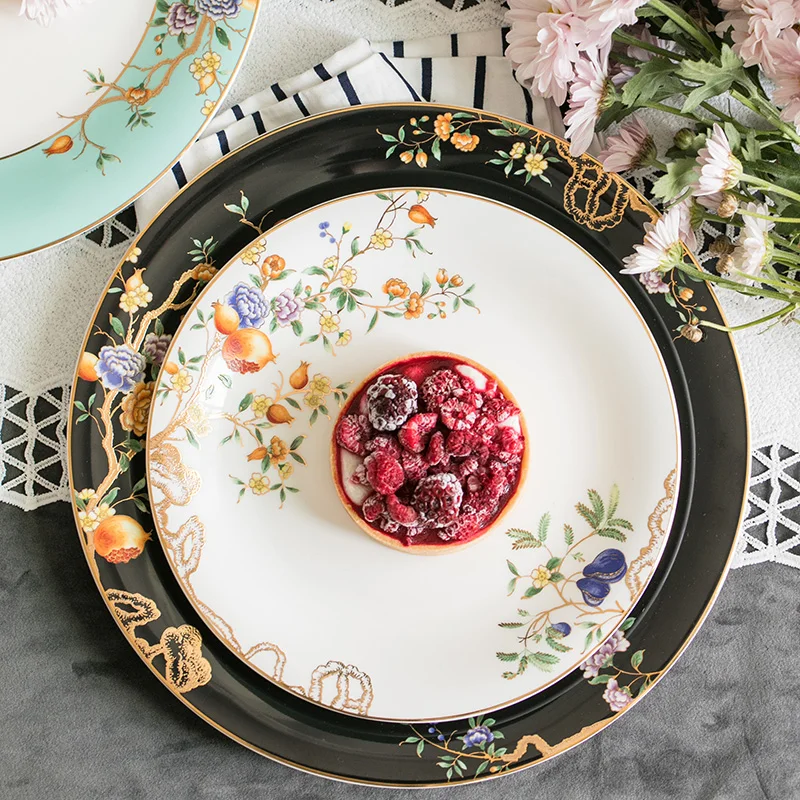 

Food Round Plate Ceramic Pasta Steak Cake Salad Dessert Luxury Serving Creative Plates Home Vaisselle Kitchen Supplies 50