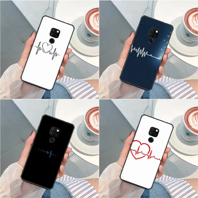

ECG Heart Phone Case For Huawei G7 G8 P7 P8 P9 P10 P20 P30 P50 Lite Mini Pro P Smart Plus Coves