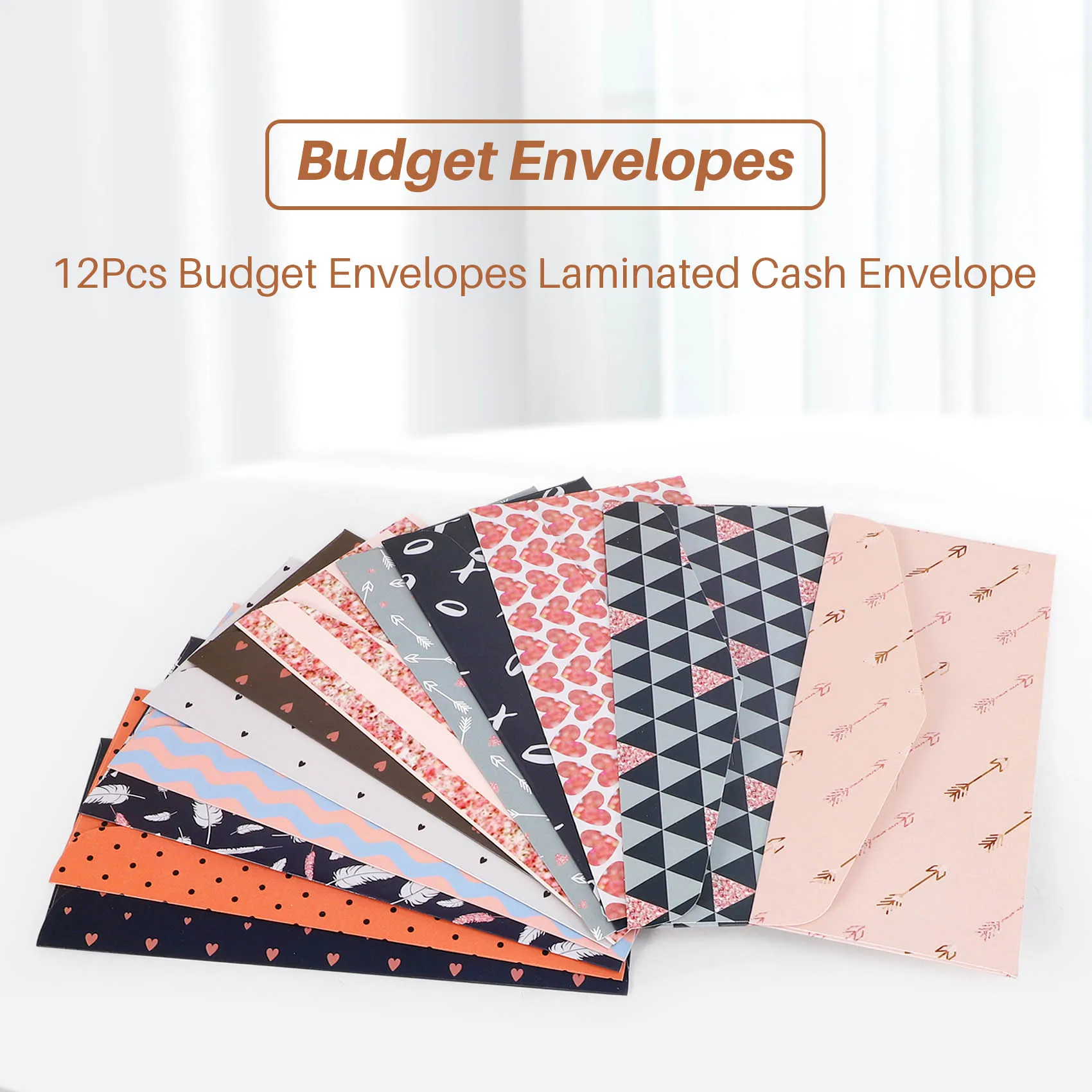 

12Pcs Budget Envelopes Laminated Cash Envelope System for Cash Savings Plus 12 Budget Sheets