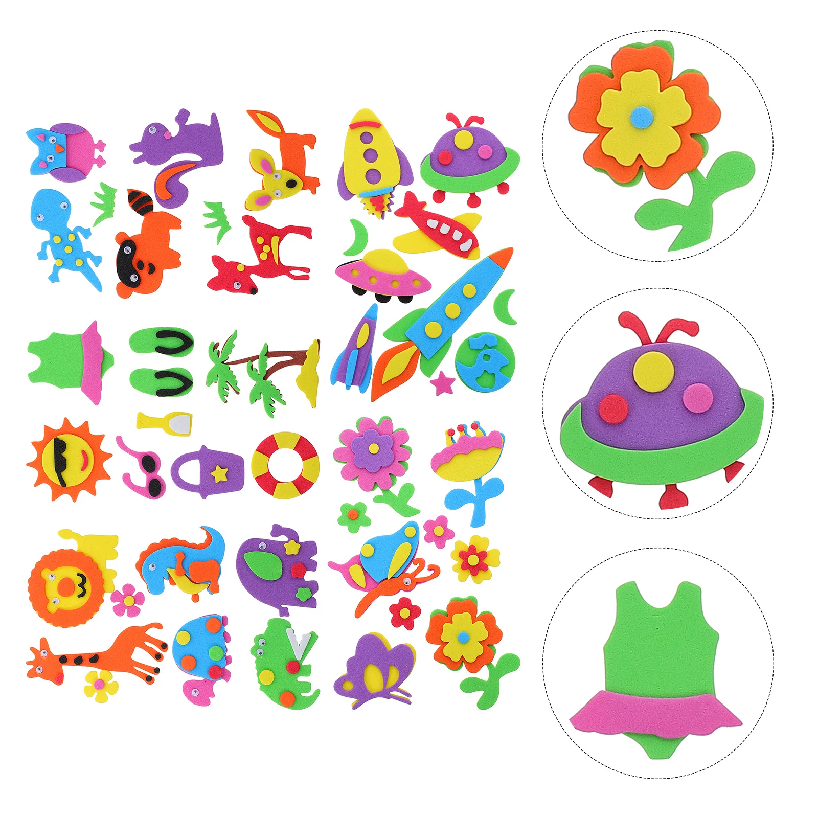 

Stickersanimal Sticker Adhesive Kids Crafts Selfpuffy Diy 3D Flower Spongeages Decorativeembellishments Mini Eva Decoration