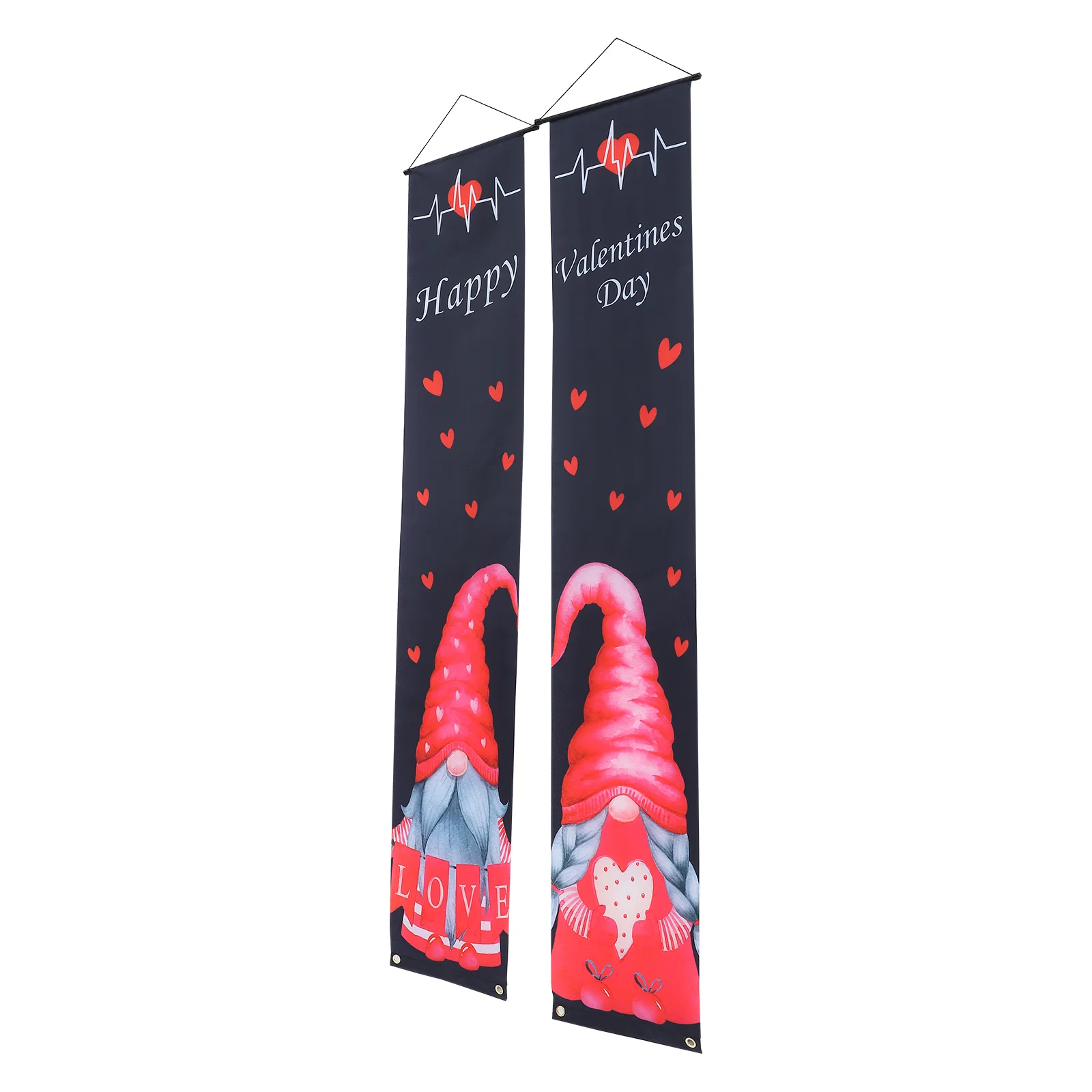 

Valentine Banner Valentines Day Pattern Porch Festival Heart Pendant Couplets Decor Gnome Hanging Banners Theme Sign Door