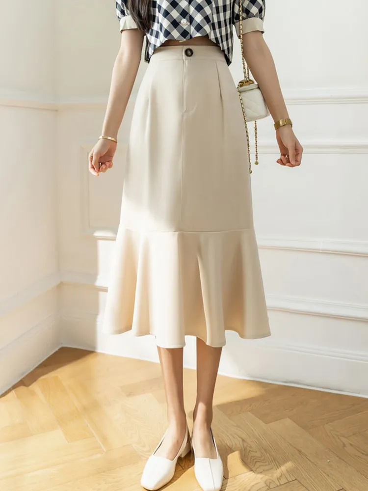 

Office Lady Elegant Mermaid Skirts New Arrival 2022 Spring Korean Style All-match High Waist Slim Women Long Skirt W996