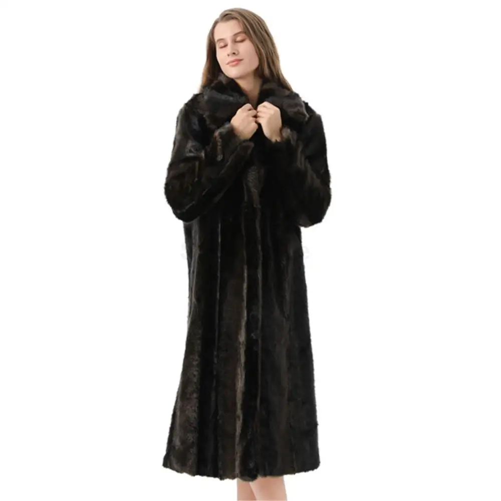 Women Winter Warm Long Single Breasted Coat Luxury Soft Lapel Fur Coat Fashion Leisure Teddy Fuzzy Pure Color Fur Jacket