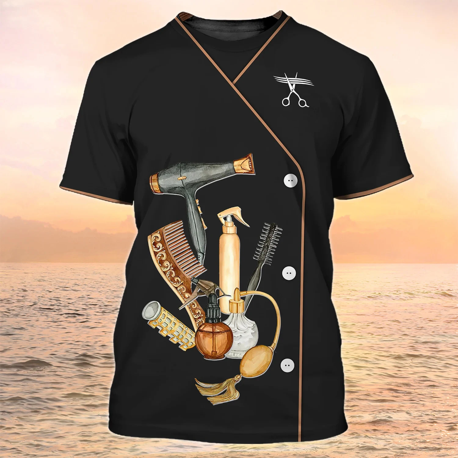 

Women's T Shirt Fashion Barber Dressing 3d Shirt Women Funny Custom Short Sleeve Top Workwear Vintage Oversized Female Clothes