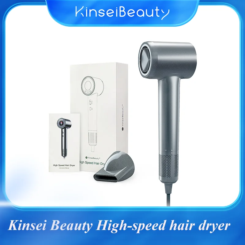 

Высокоскоростной фен для волос Kinseibeauty с отрицательными ионами, быстрая сушка, укладка волос, 5 умных режимов, легкое переключение