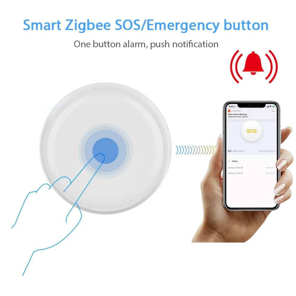 

Zigbee Tuya Smart SOS Emergency Button Elderly Children Care Wireless One-Button Calling Switch Smart Linkage Home Security