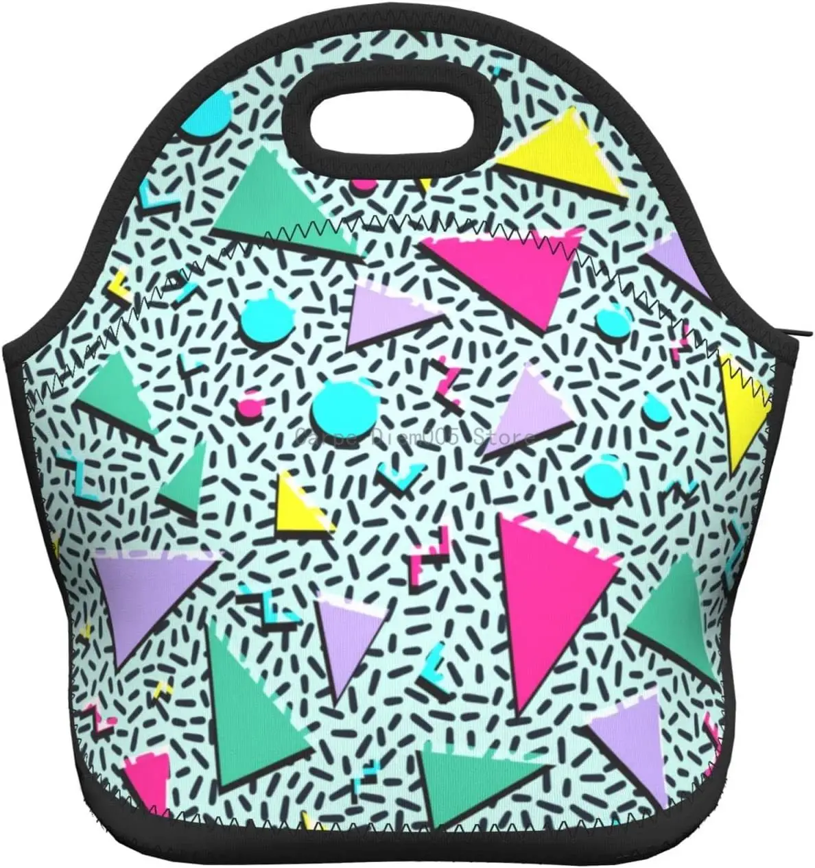 

Insulated Neoprene Lunch Bag Retro 80s 90s Insulated Soft And Light Lunch Box For Office School Men Women
