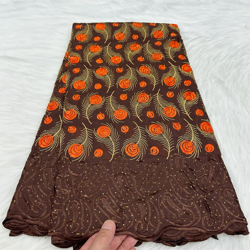 5 ярдов белая Африканская Хлопковая кружевная ткань швейцарская вуаль кружева