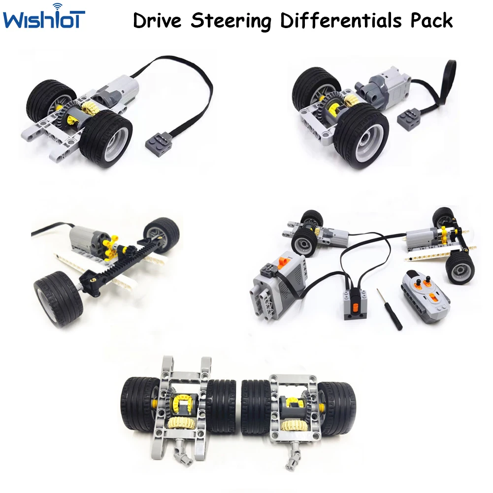 

MOC High-tech Drive Steering Differential Gear Pack Off-road Tire AA Battery Box IR Remote Control Receiver M L Servo Motor PF