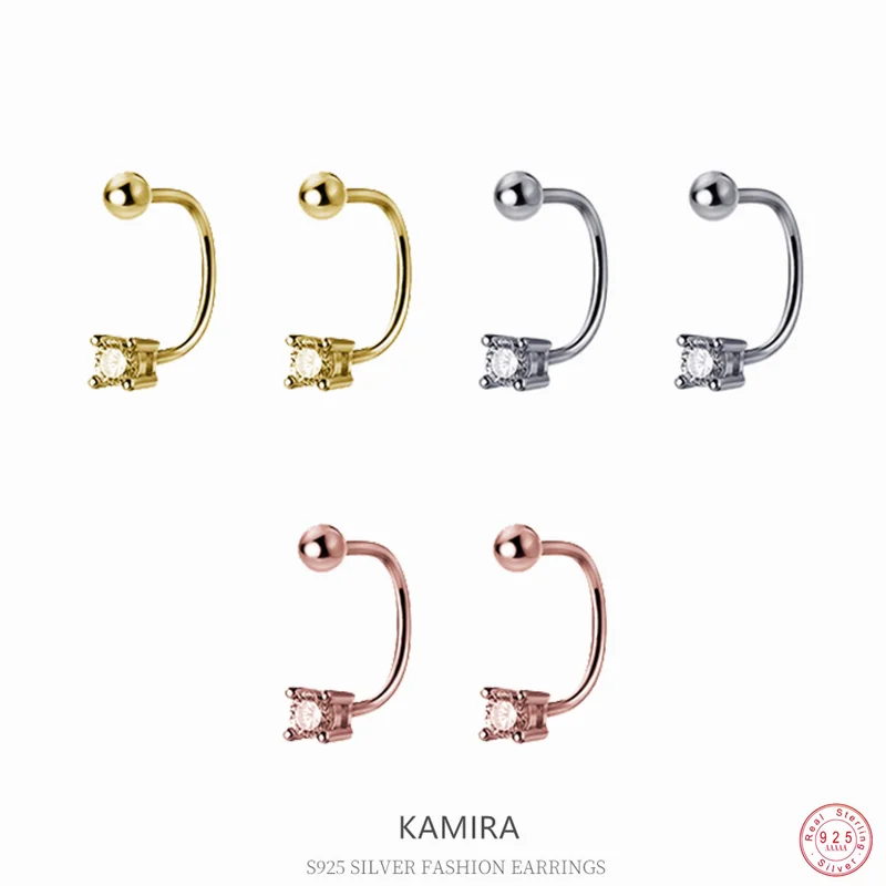 

KAMIRA 925 Sterling Silver Wedding Jewelry for Women Simple Elegant Zircon Piercing Earrings Banquet Girl Gift Exquisite Jewelry