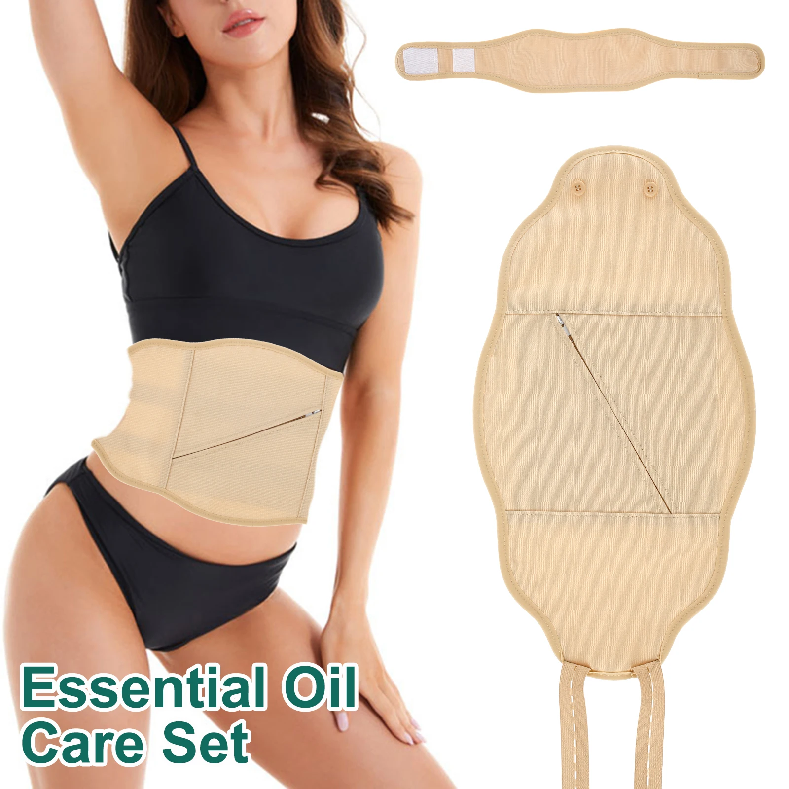 

2/3Pcs Neck Waist Oil Pack Set Washable Reusable Essential Oil Wrap Mess-Free Oil Pack Wrap with Adjustable Elastic Strap