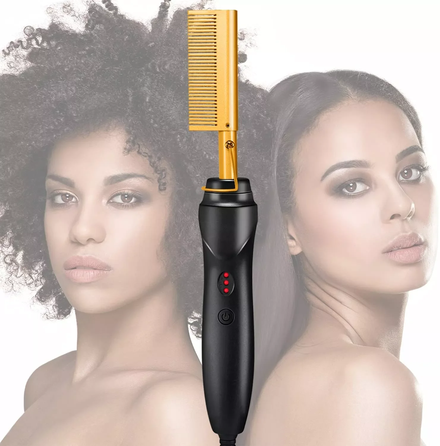 

NEW2023 2 in 1 Hot Comb Hair Straightener Hair Curler Ceramic Heat Pressing Comb Brush For Curling And Straightening Hair Comb