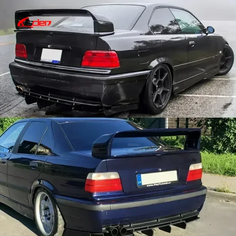 Фото E36 Спойлер на крыло для Bmw M3 1990-2000 318i 323i 323ti Седан/купе Спортивные спойлеры Gt Silver Спойлер на крышку багажника и губа №2
