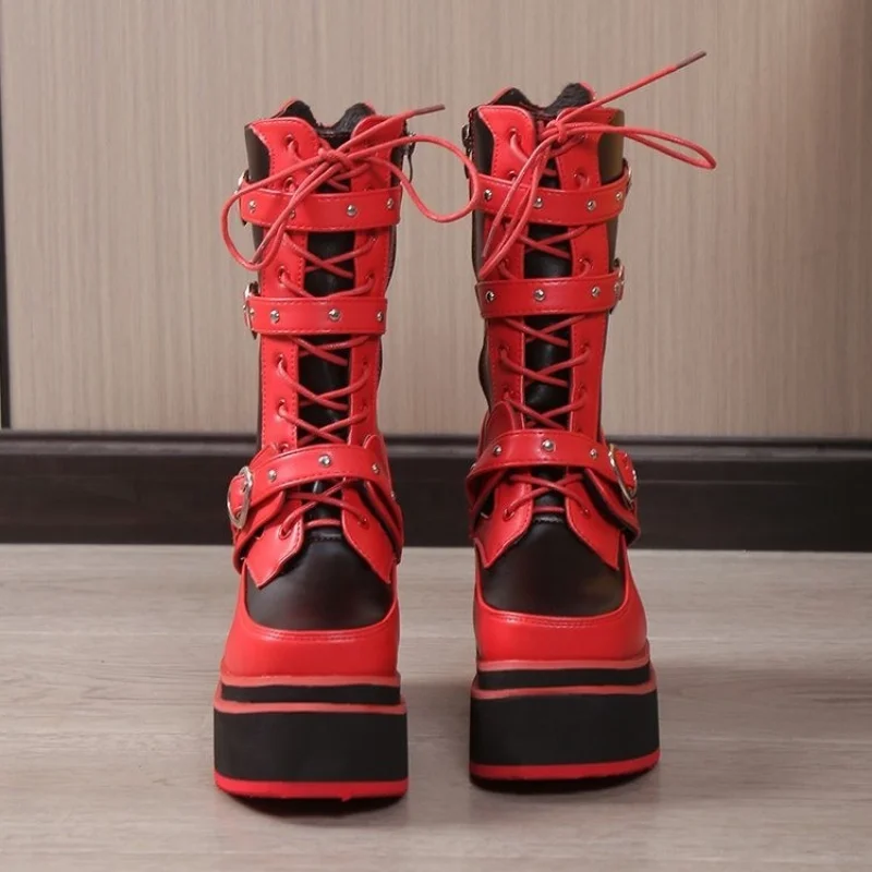 Women's Cosplay High Boots Winter Long Tube Leather Knight Boot Punk Gothic Classic Black High Heel Shoes Knee-High