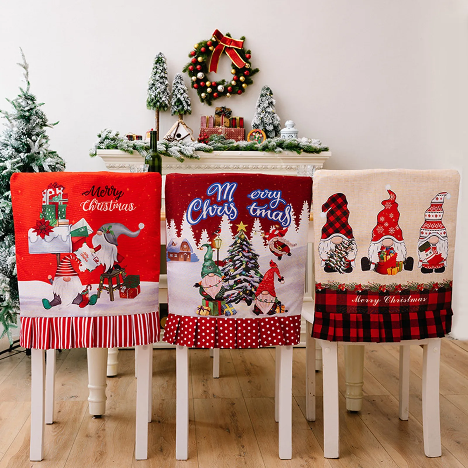 

Santa Claus Christmas Non-woven Dinner Table Red Hat Chair Back Covers Xmas Christmas Decorations For Home New Year 2023 Xmas